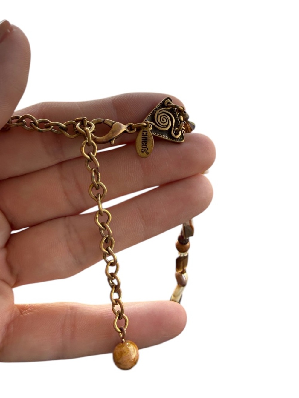 Chico’s Boho Brown Beaded Pendant Necklace - Artisan Style - Picture 8 of 8